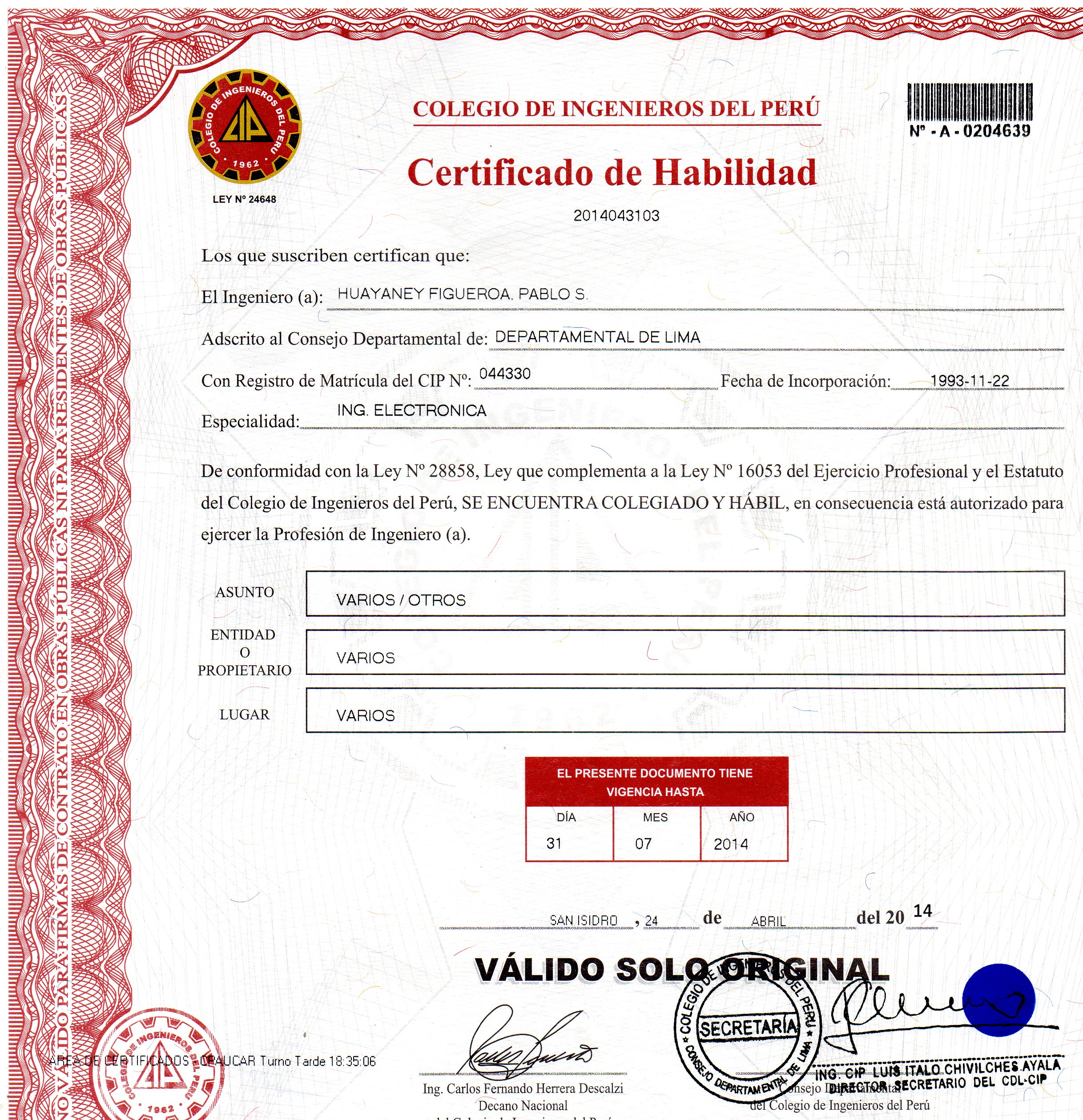 mayo al 31 de julio 2014 cip